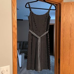 Polkadot, thin strap, just below the knee dress